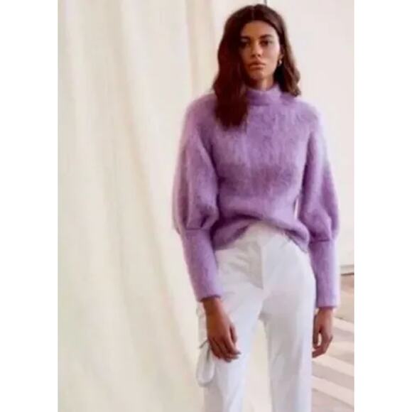 ELEANOR BALFOUR Pastel Purple Mohair Blend Sweater Women's Size 4 - Picture 10 of 11